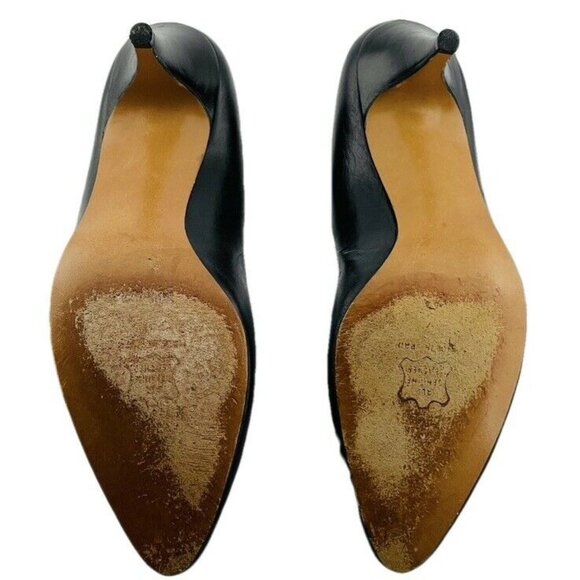 Halston III Black Leather Pointed Toe Pumps Womens Size 9AA - Picture 4 of 9